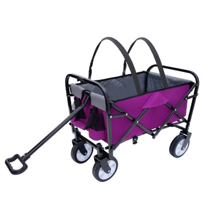 Collapsible Foldable Wagon Cart with Straps – Heavy Duty Utility Wagon for Camping, Gardening, Shopping & Sports (225 lbs Capacity)