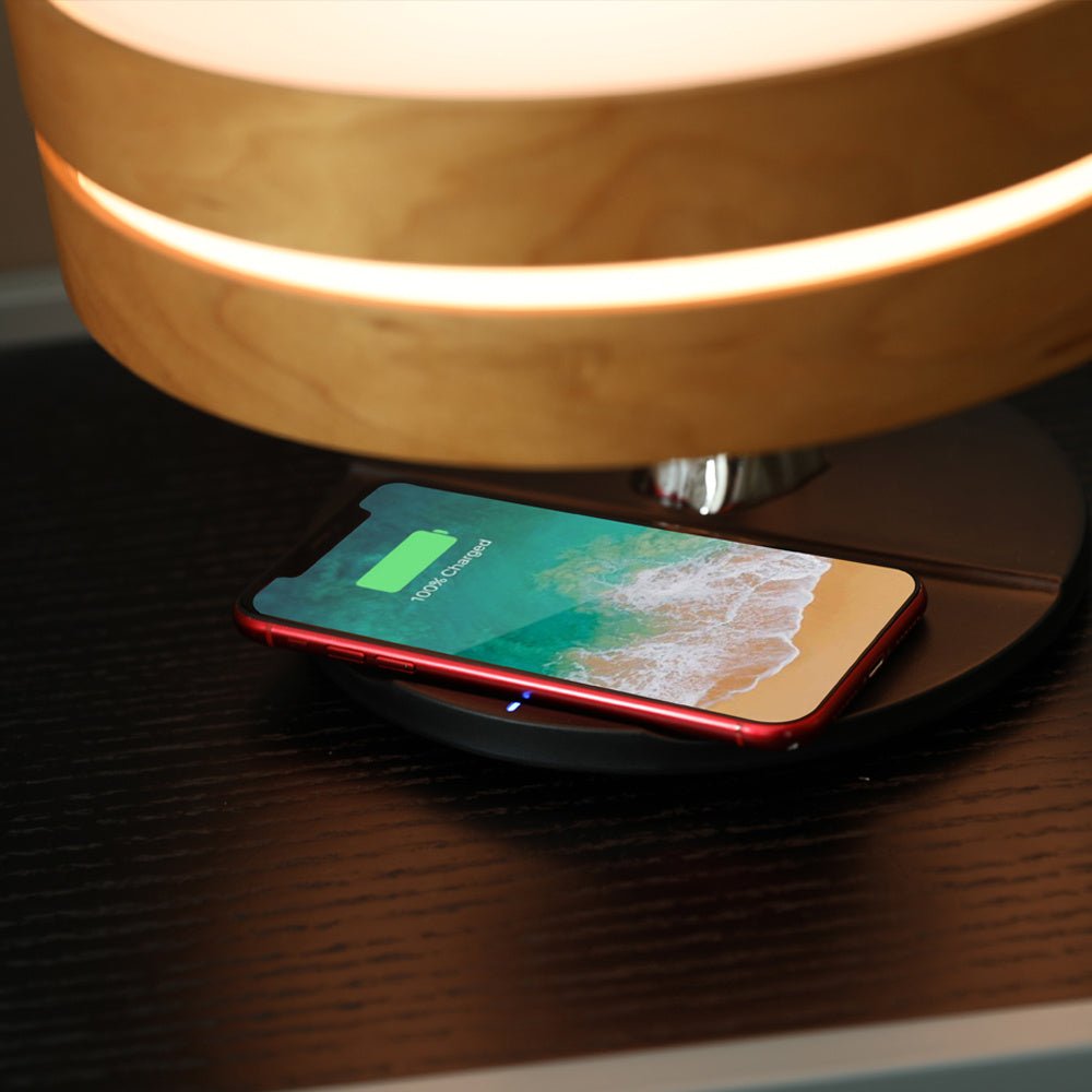 Smart LED Bedside Lamp with Bluetooth Speaker & Wireless Charger
