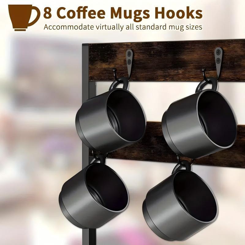 Coffee Maker Storage Rack with Cup Holder and K-Cup Drawer, Sturdy Countertop Organizer for Kitchen and Office