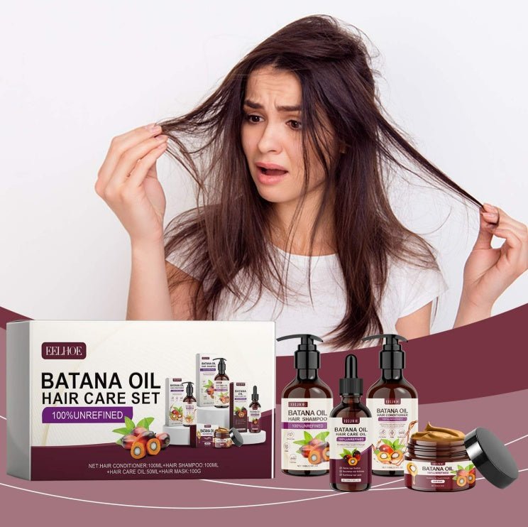 Batana Oil Voluminous Hair Care Set – Repairs Frizz, Nourishes Smooth Hair & Strengthens Hair Health