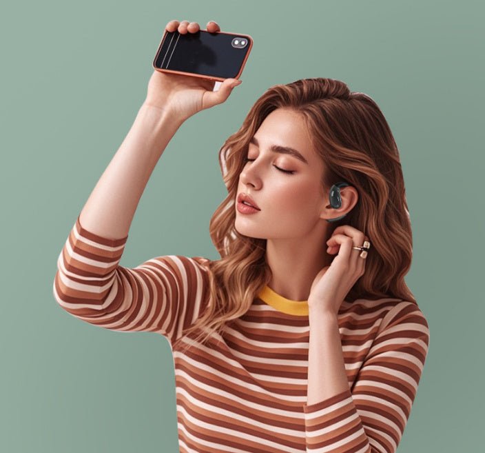 Hanging Bluetooth Earphones, Comfortable Over-Ear Wireless Headphones with Mic