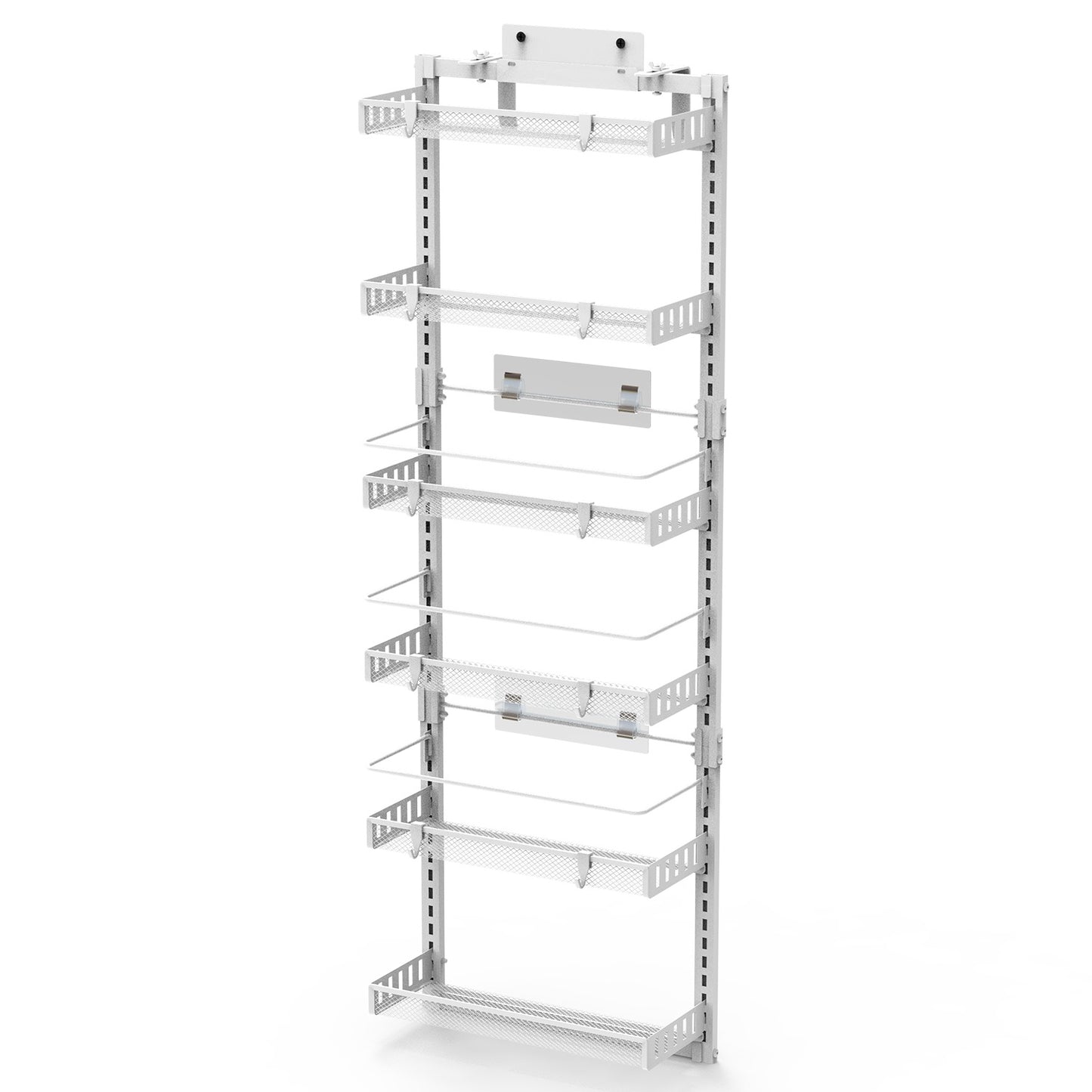 Over-the-Door Pantry Organizer, 6-Tier Carbon Steel Rack (50.2″H × 17.1″W × 5.5″D, 110 lb) – Black/White