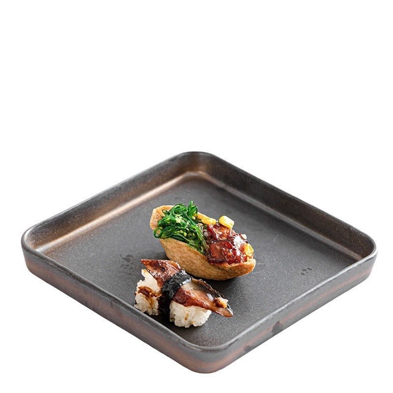 Rustic Stoneware Sushi & Sashimi Serving Plate – Japanese Style Tray