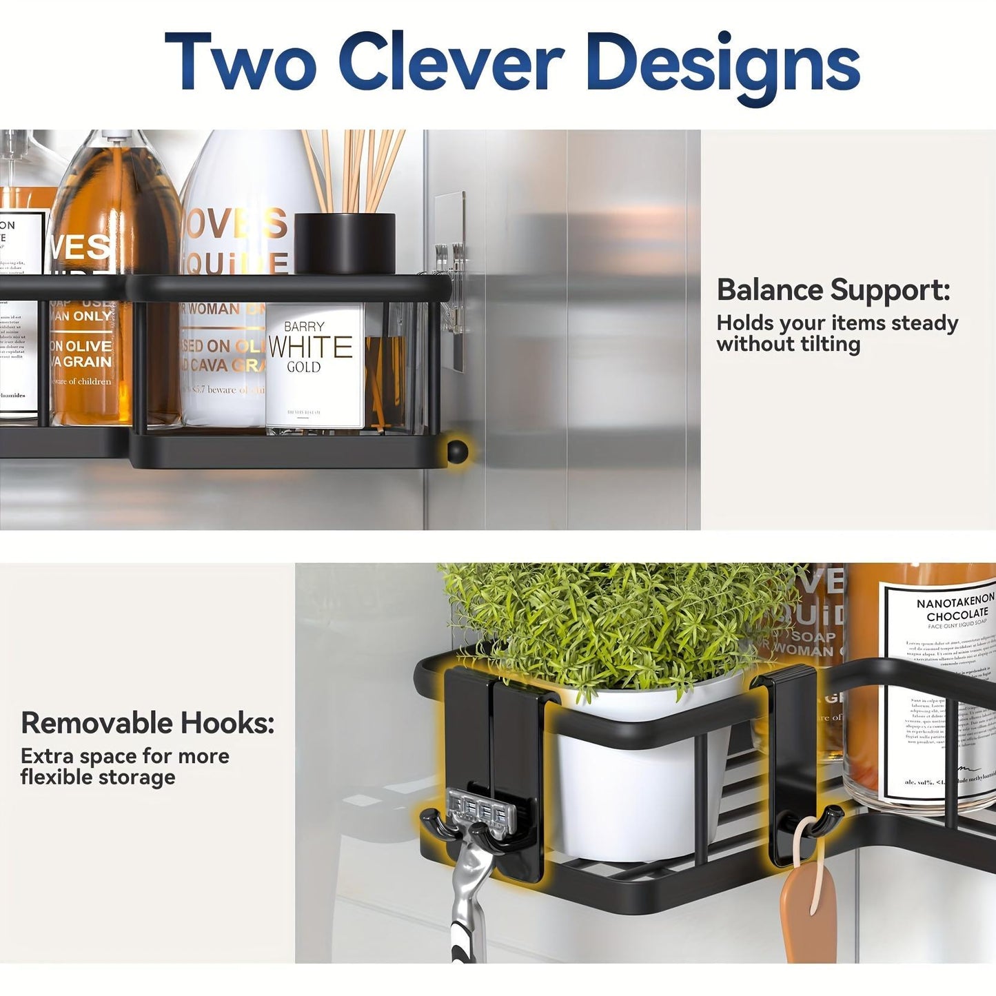 [No-Drill] Rustproof Corner Shower Caddy 5-Piece Organizer Set