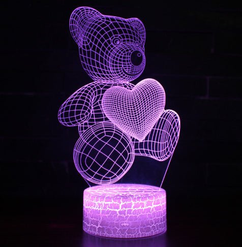 3D Teddy Bear LED Lamp, 16 Color Touch & Remote Control USB Night Light