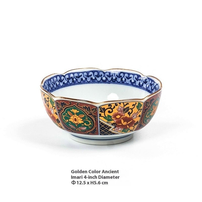 Retro Japanese Peony Pattern Ceramic Rice Bowls – Traditional Tableware for Home Dining