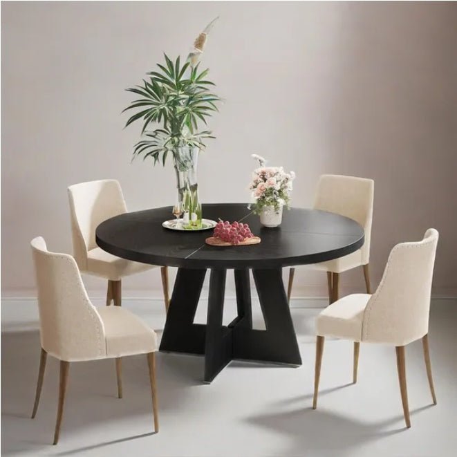 47" Modern Round Wood Dining Table with Sturdy Base for Family Meals & Home Decor - DonoHome