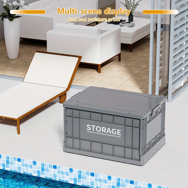 Industrial Style 44L Foldable Storage Box, Stackable Container, Light Green