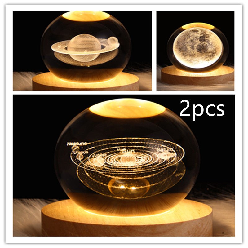 3D Galaxy Crystal Ball LED Night Light, Dimmable Table Lamp