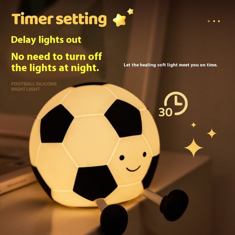 Cute Football LED Night Light, Rechargeable Bedside Lamp for Kids Bedroom & Sleep Aid