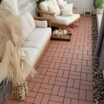 44 Pack Plastic Interlocking Deck Tiles – 12"x12" Waterproof Outdoor Patio Flooring for Balcony, Poolside & Backyard (Red Brown)