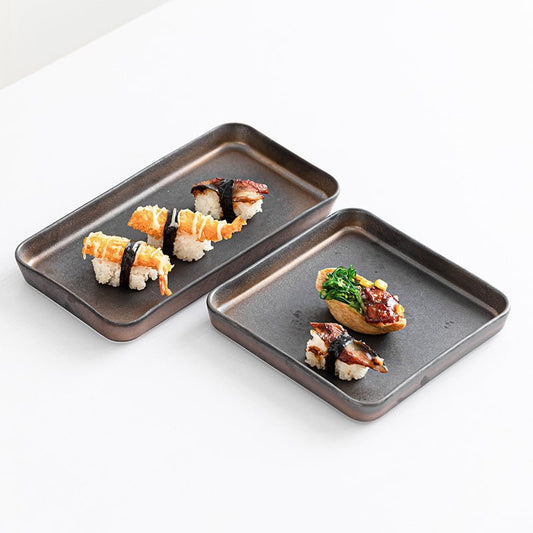 Rustic Stoneware Sushi & Sashimi Serving Plate – Japanese Style Tray