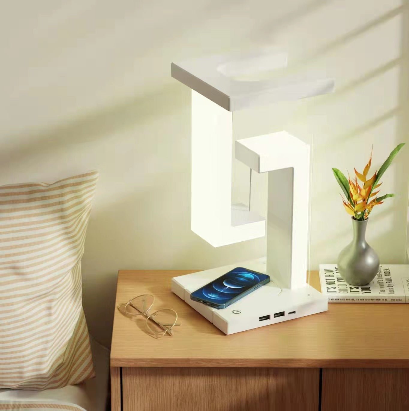 Magnetic Levitation Table Lamp with Wireless Charging, Eye Protection LED Light
