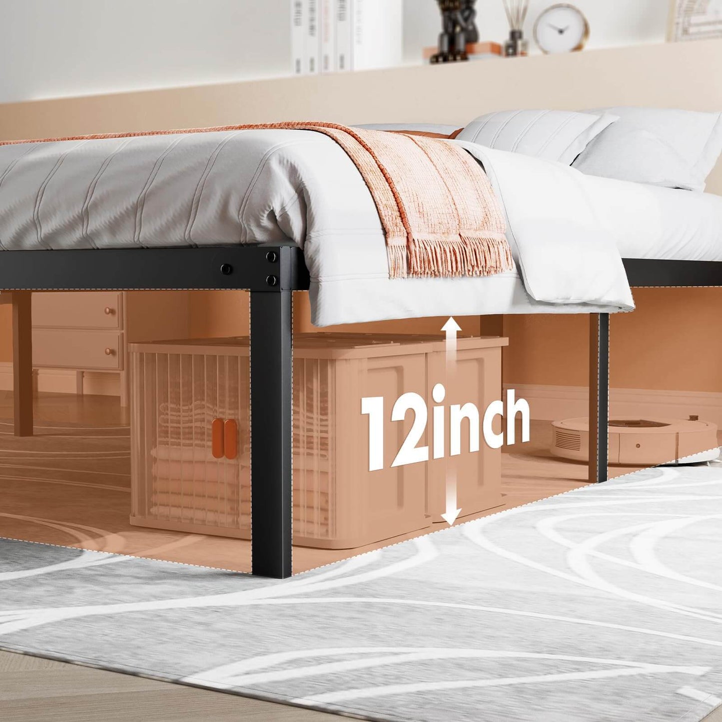 Heavy-Duty Metal Platform Bed Frame (No Box Spring Needed, Noise-Free) – Twin/Full/Queen/King