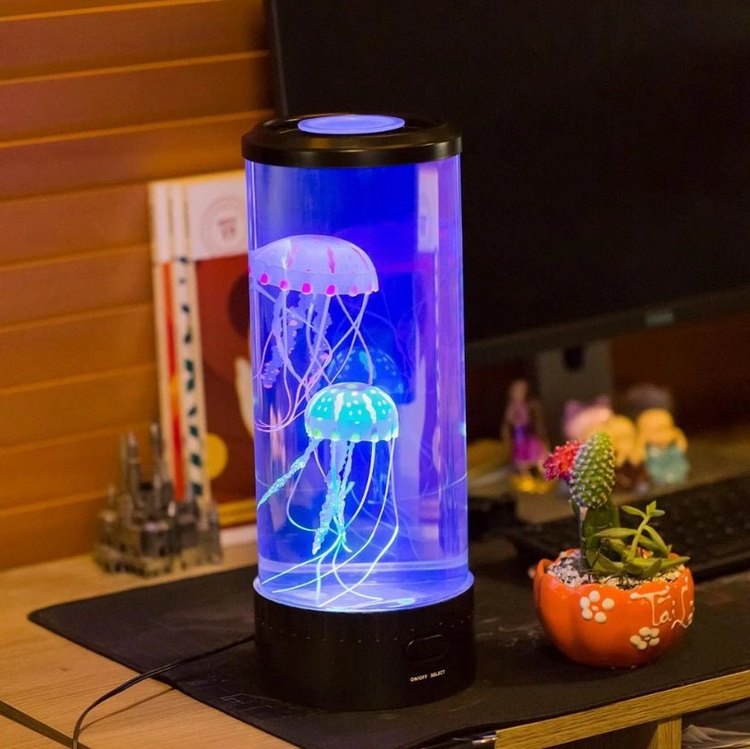 LED Jellyfish Aquarium Mood Lamp, USB-Powered Decorative Night Light
