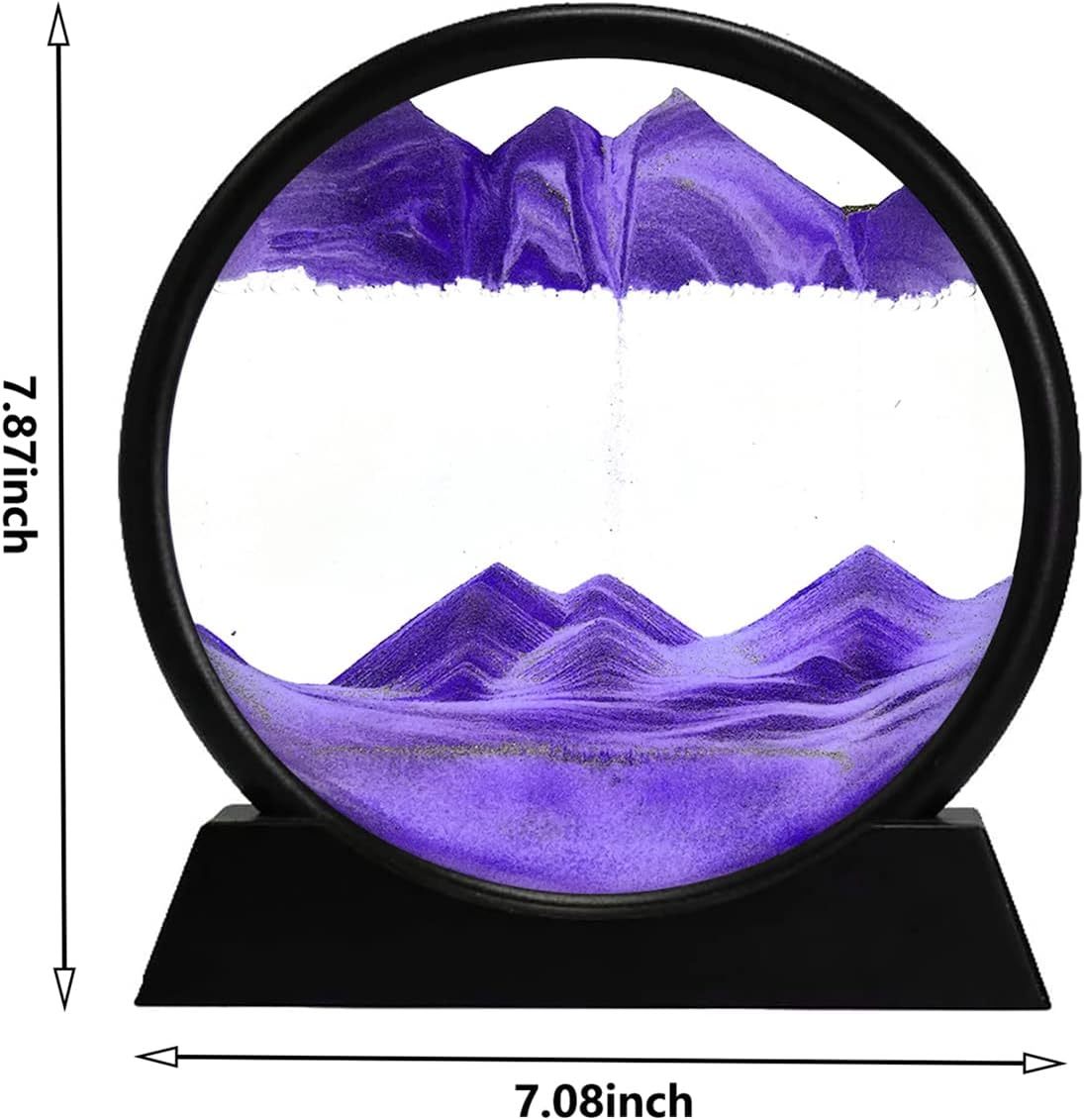 3D Moving Sand Art Picture Round Glass Sandscape Liquid Motion Flowing Sand Painting Desk Relaxing Decor - DonoHome
