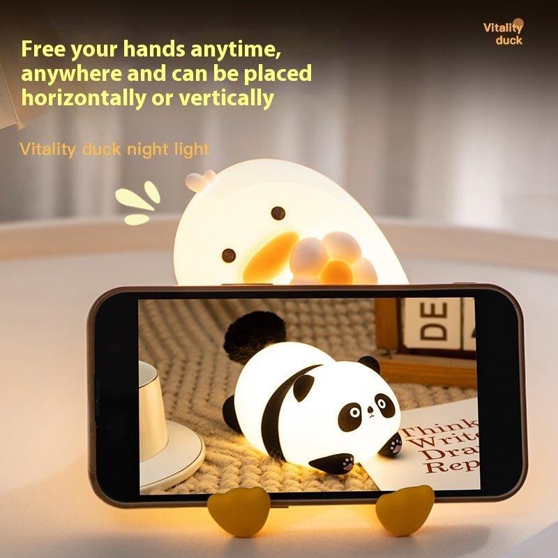 Cute Duck Night Light with Flower, USB Rechargeable Bedside Lamp for Kids & Bedroom Decor