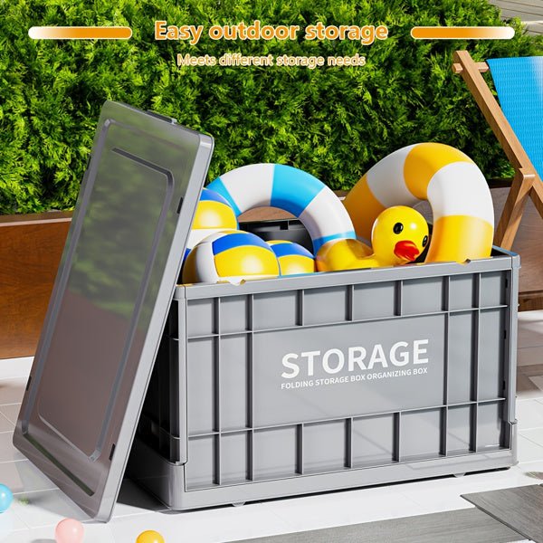 Industrial Style 44L Foldable Storage Box, Stackable Container, Light Green