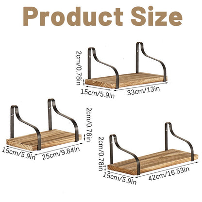3-Piece Rustic Brown Floating Wall Shelves – Wooden Farmhouse Storage & Decor