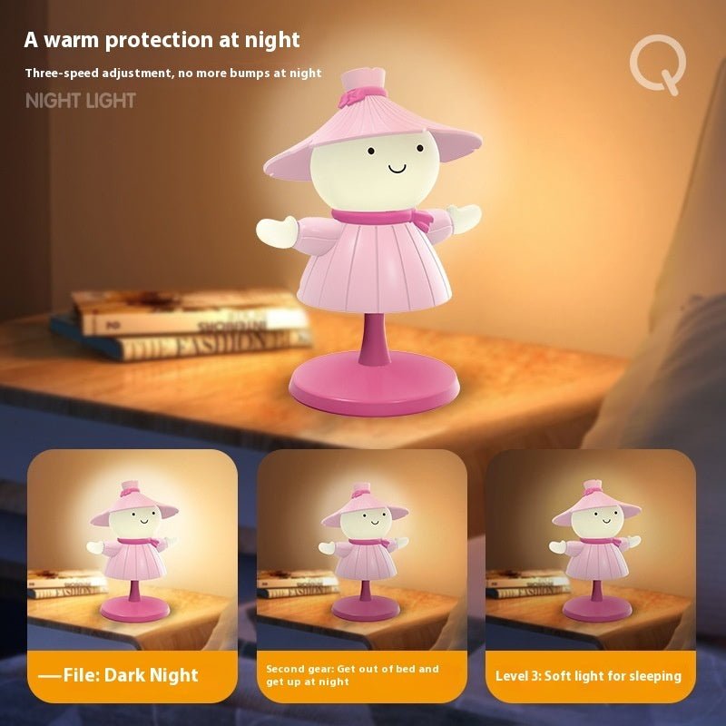 Rechargeable Cartoon Night Light, Dimmable Bedside Lamp for Kids Bedroom & Reading