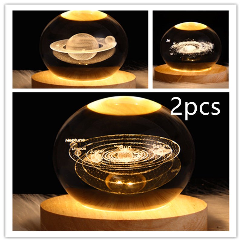 3D Galaxy Crystal Ball LED Night Light, Dimmable Table Lamp