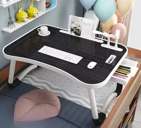 Folding Table with Cup Holder, Lightweight Bed Desk for Laptop - Perfect Space Saver! - DonoHome
