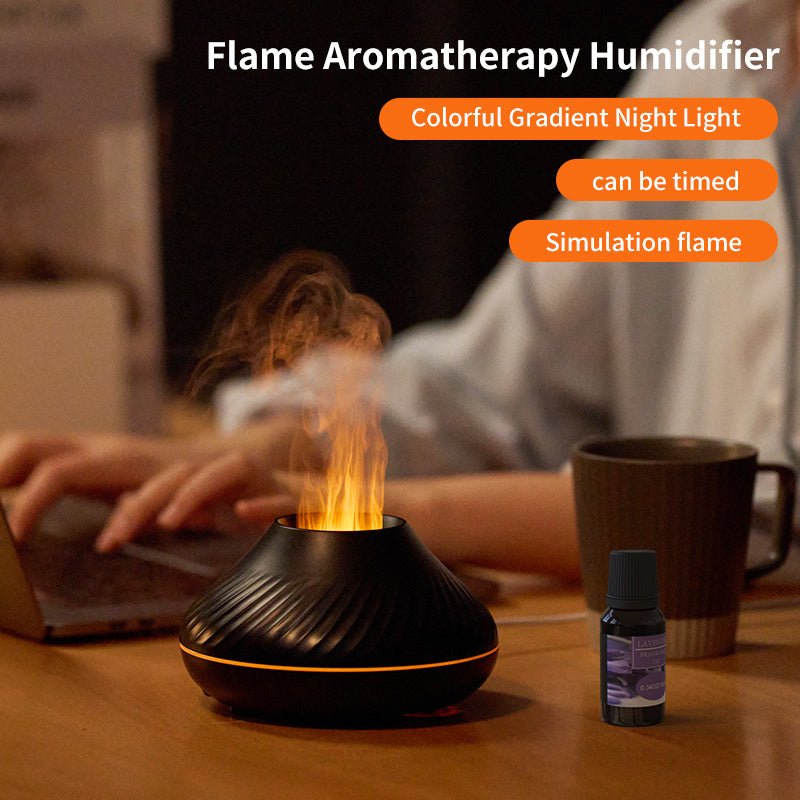 RGB Flame Effect Humidifier & Aroma Diffuser with 130ml Capacity