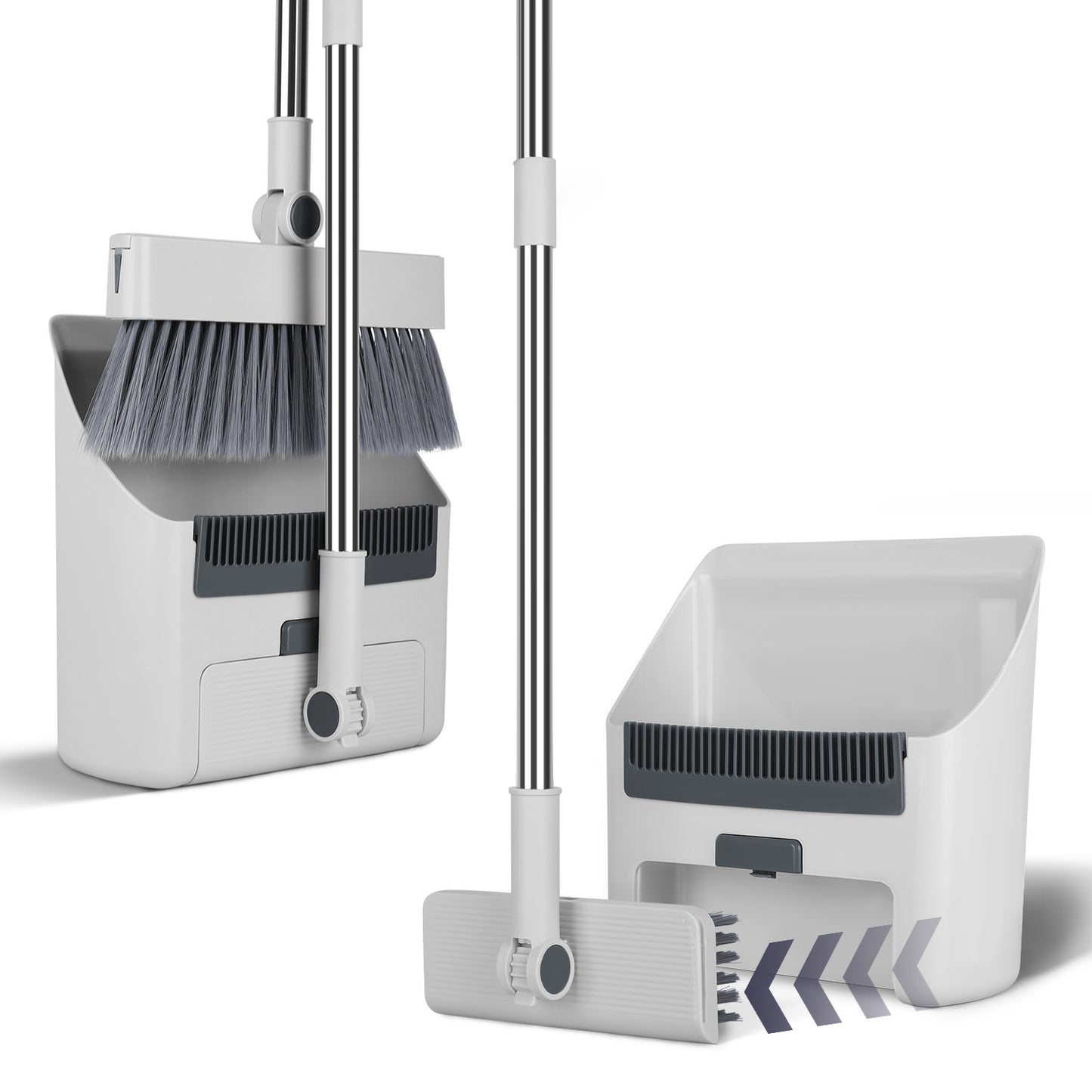4-in-1 Broom and Dustpan Set with Squeegee – Upright Standing Cleaning Combo for Home, Kitchen & Office