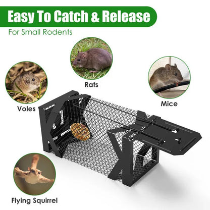 Humane Metal Mouse Trap Cage – Reusable No-Kill Rodent Catch & Release for Indoor & Outdoor Use