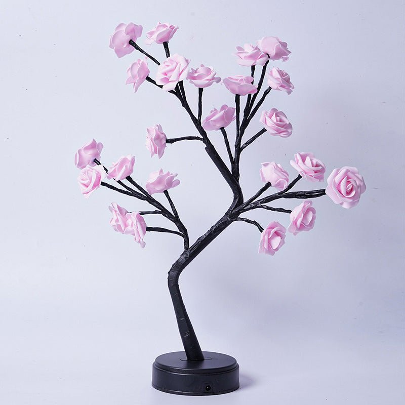 LED Rose Tree Table Lamp, USB-Powered Fairy Light for Home & Wedding Decor