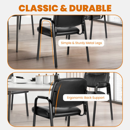 Leather Office Guest Chair with Padded Arms – Conference/Reception Seating (1-Pack / 2-Pack)