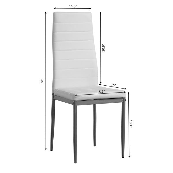 Set of 4 PU Leather Dining Chairs – Modern High-Back, Metal Legs (White)