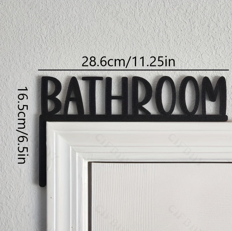 Black Metal Bathroom Wall Sign – Decorative English Letter Door Frame Decor