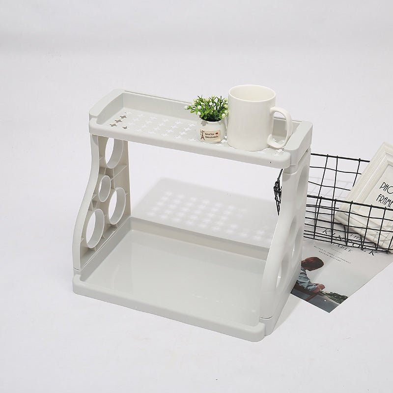 Foldable Multi-Layer Kitchen Storage Rack, Plastic Shelving Organizer