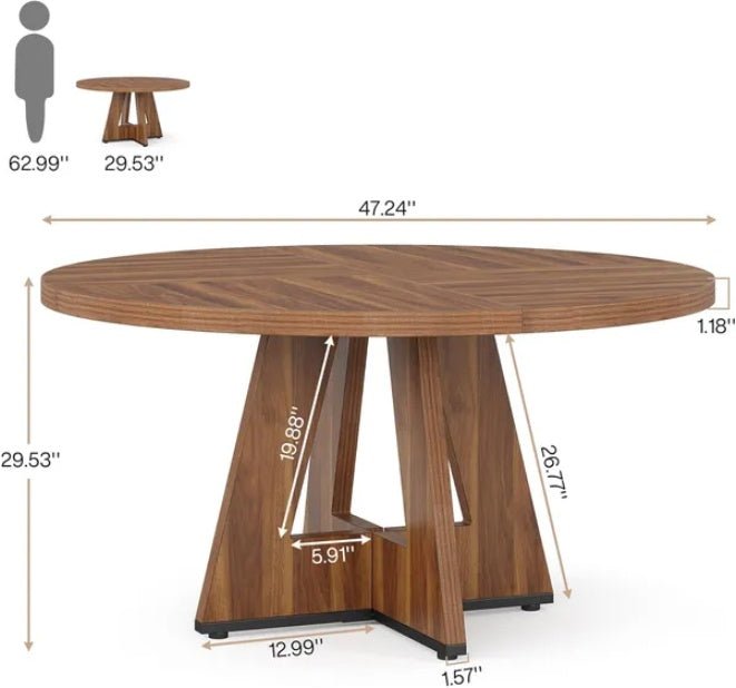 Modern Round Wood Dining Table with Cross Base, Kitchen Furniture