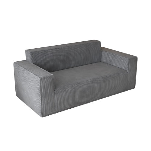 Sofa-in-a-Box 3-Seater Memory Foam Couch, Easy Transport Deep Seat Modern Sofa With Gray Corduroy Fabric For Living Room, Bedroom, Apartment Or Home Office