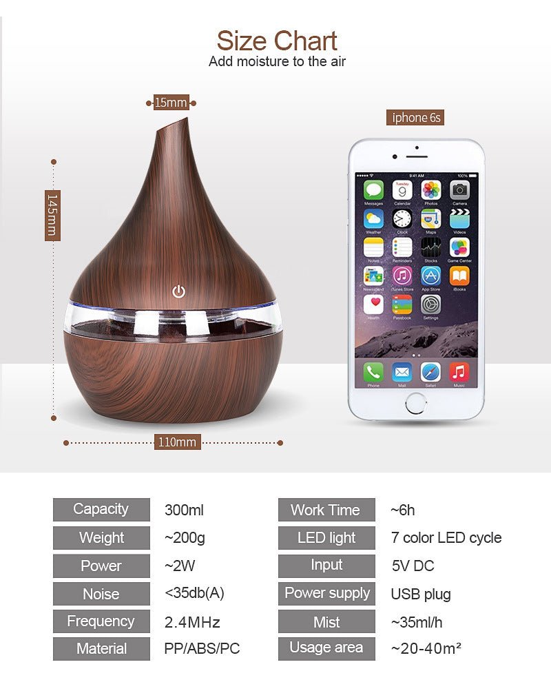 Ultrasonic Essential Oil Diffuser with LED Light for Home & Office