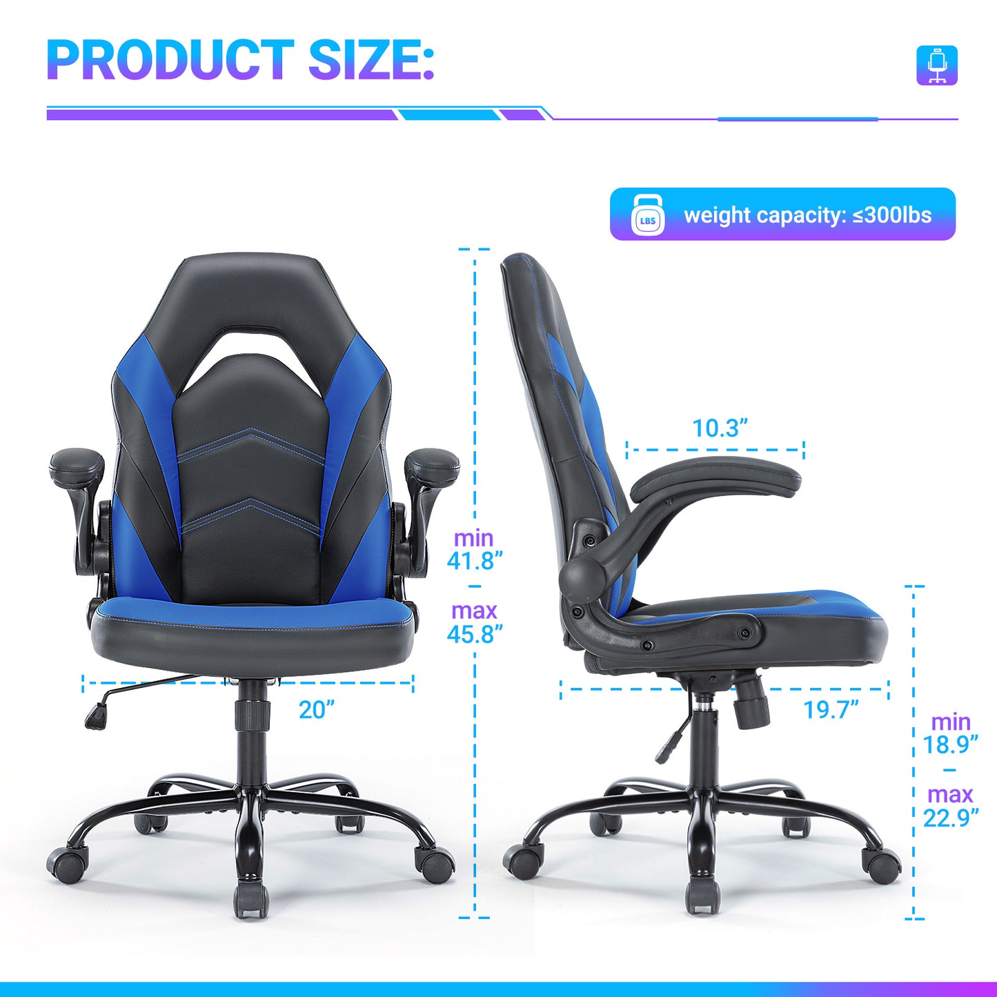 PU Leather Ergonomic Office Chair Swivel Computer Gaming Chair With Lumbar Support - DonoHome