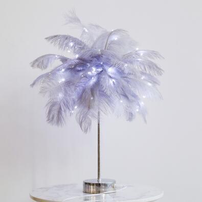 Decorative Feather Desk Lamp with Remote Control, USB & Battery Powered for Bedroom