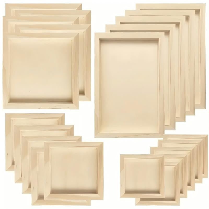 12 Wooden Canvas Panels – Natural Wood Boards with Pre-cut Holes & Reinforced Edges for Painting & DIY Crafts