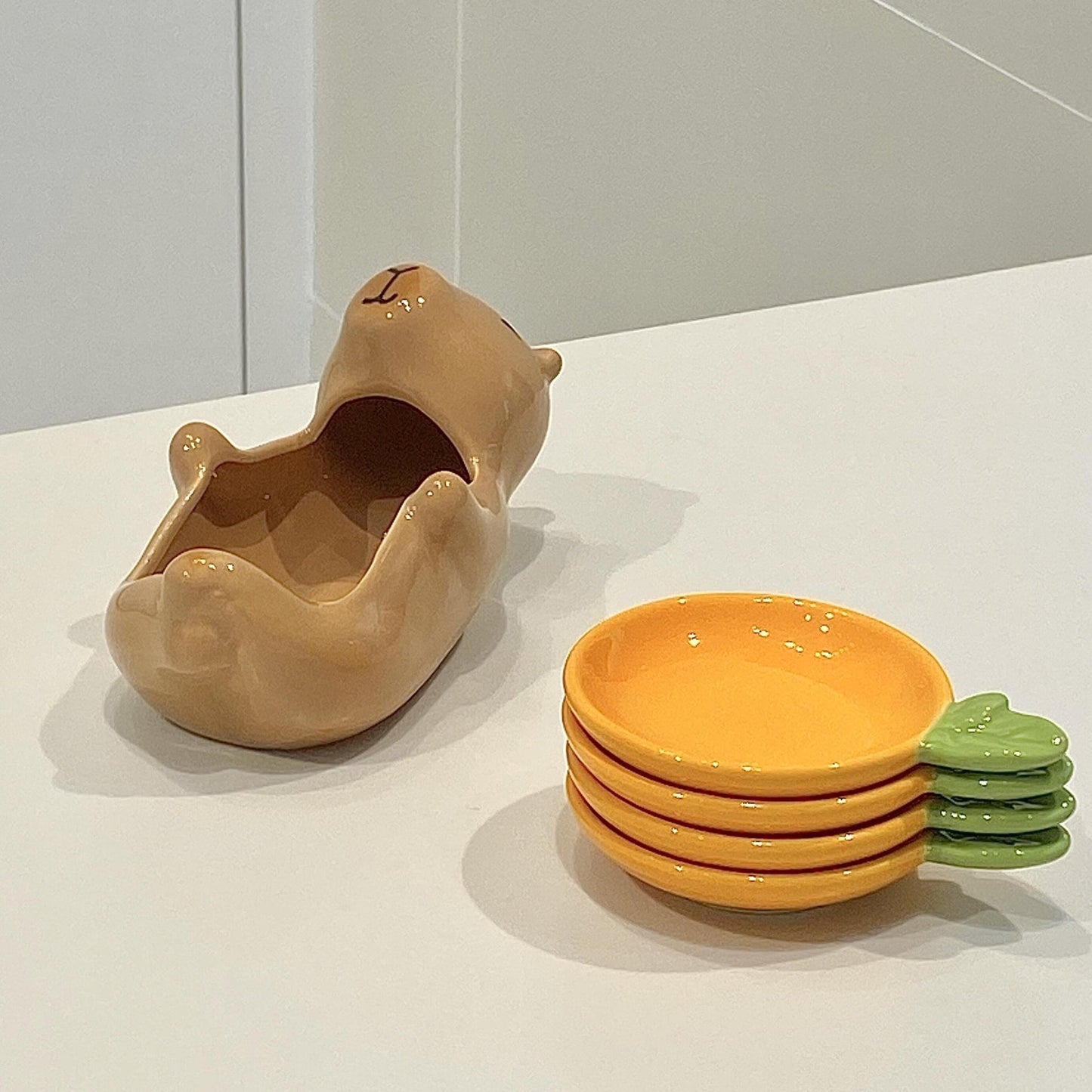 Cute Capybara Hot Pot Sauce Dish Set - Mild Luxury Retro Ceramic