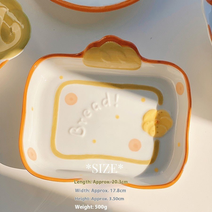 Cute Bread Ceramic Tableware Dish – Individual Bowl or Plate for Snacks & Desserts