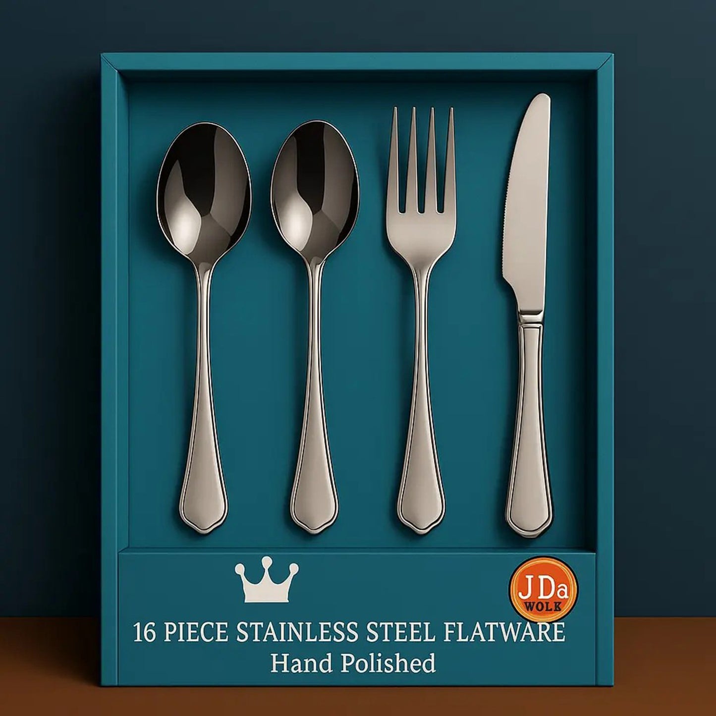 16-Piece Stainless Steel Flatware Set – Forks, Knives, Spoons & Teaspoons, Service for 4