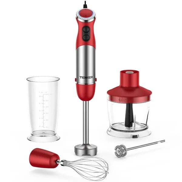 5-in-1 Immersion Hand Blender – 12 Speed Stick Mixer with Stainless Steel Blade, Whisk & Beaker Set
