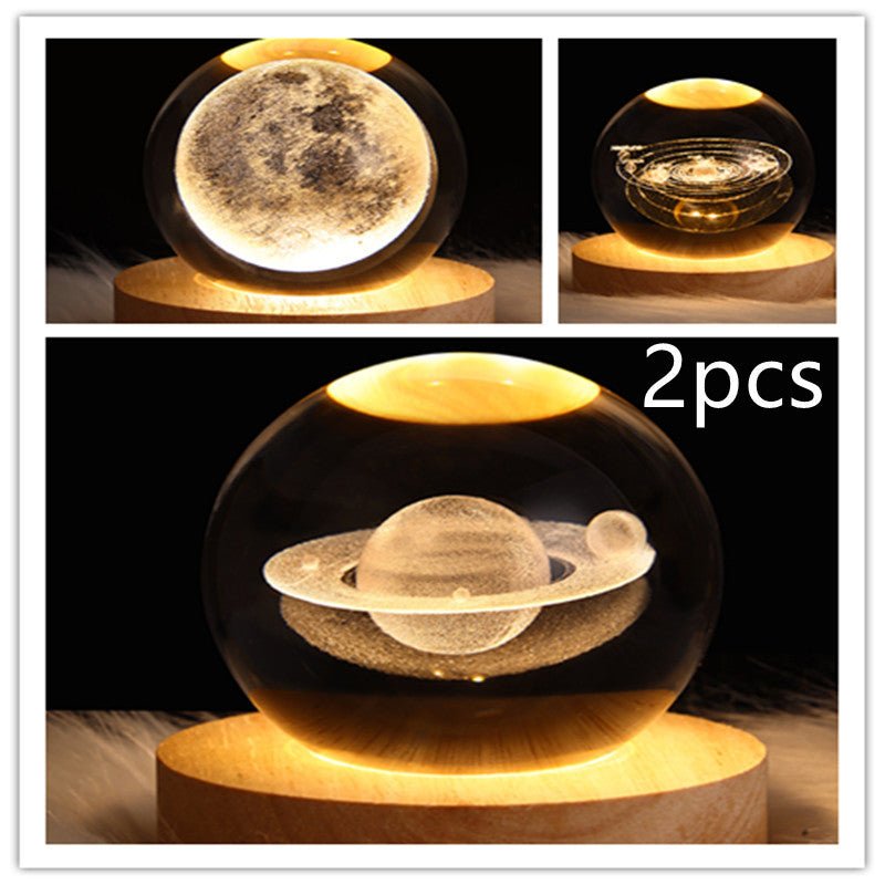 3D Galaxy Crystal Ball LED Night Light, Dimmable Table Lamp