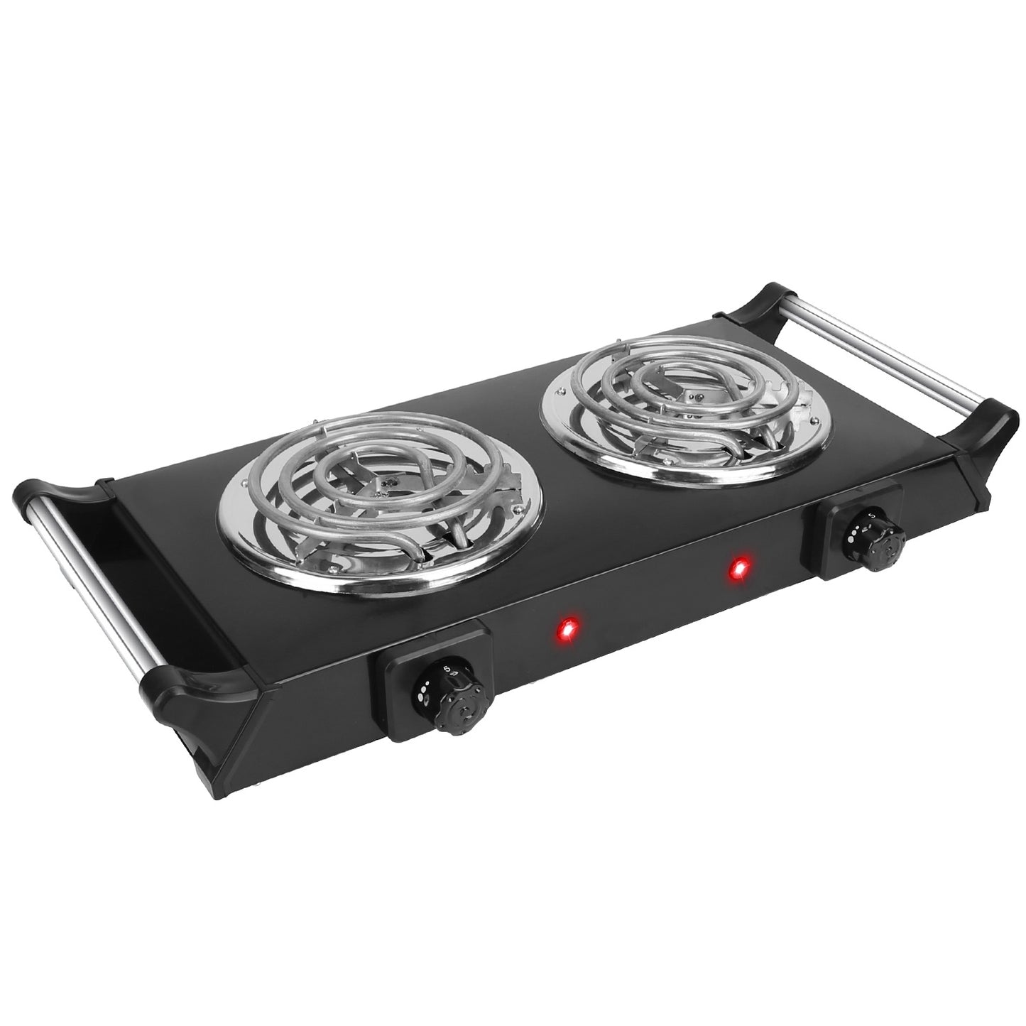 2000W Electric Dual Burner Portable Coil Heating Hot Plate Stove Countertop RV Hotplate With 5 Temperature Adjustments Portable Handles