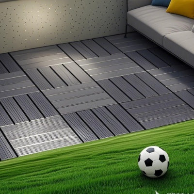 44 Pack Plastic Interlocking Deck Tiles – 12"x12" Waterproof Outdoor Patio Flooring for Balcony, Poolside & Backyard (Dark Grey)