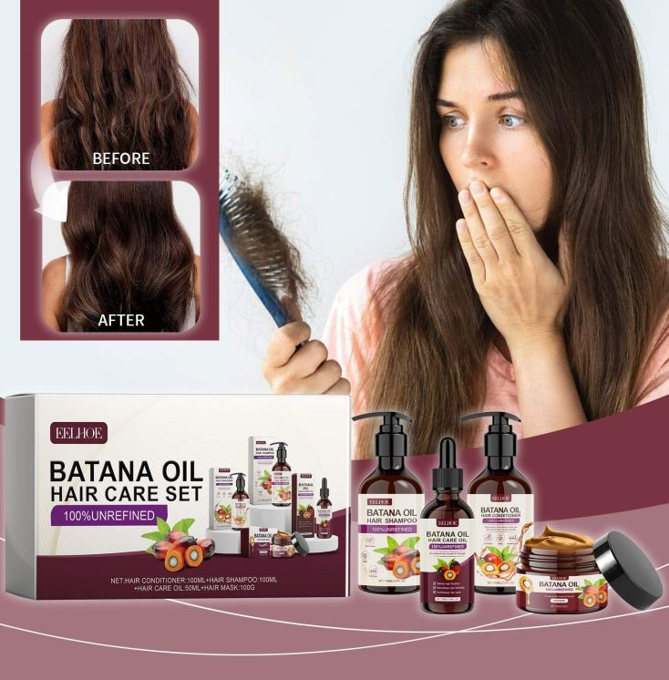 Batana Oil Voluminous Hair Care Set – Repairs Frizz, Nourishes Smooth Hair & Strengthens Hair Health