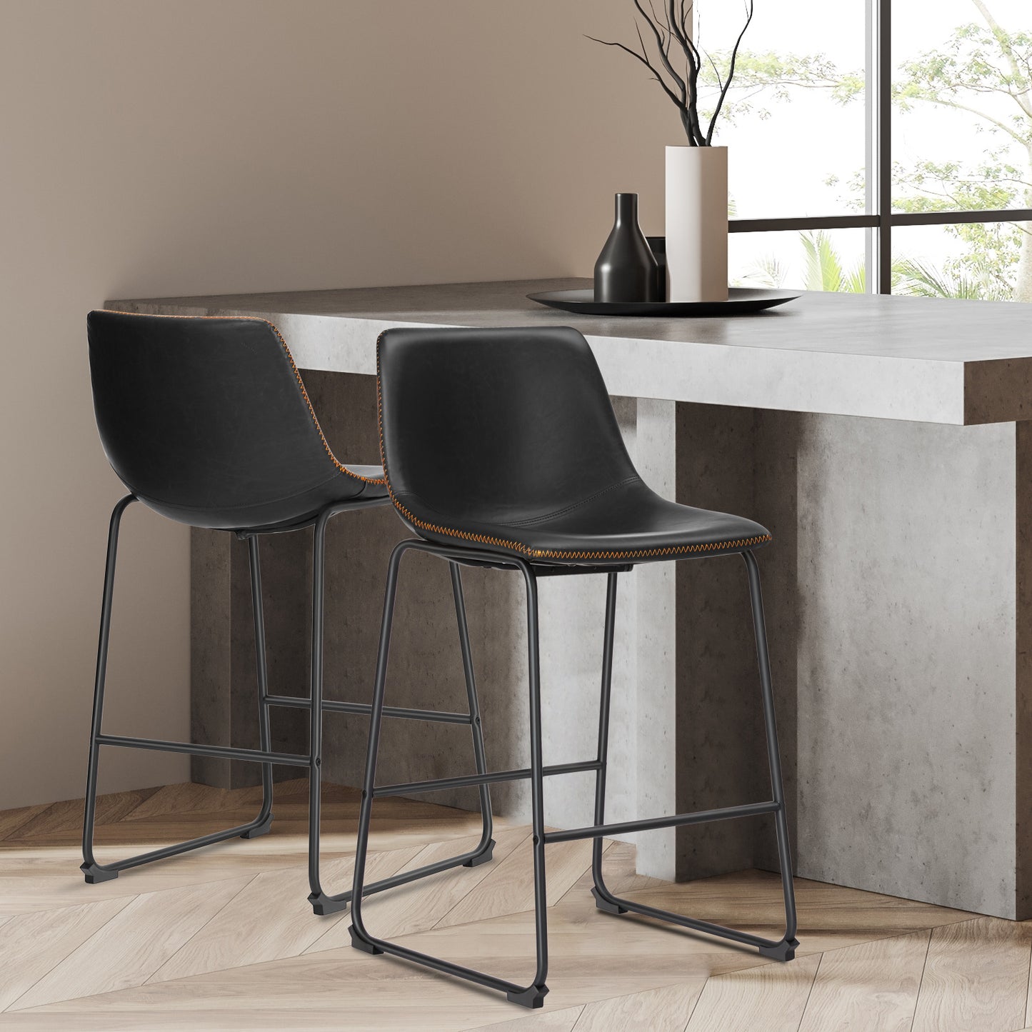 Dining/Counter/Bar Chair – Sled Base (Black/Brown, Seat Height 18″/26″/30″)