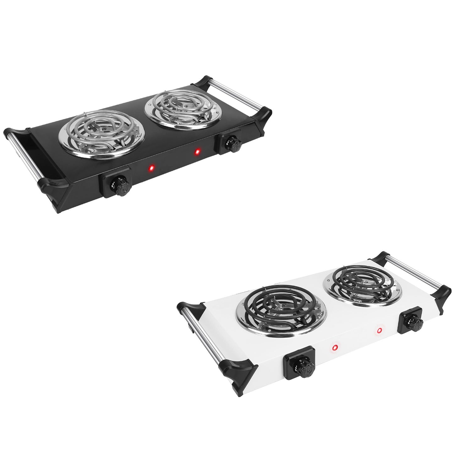 2000W Electric Dual Burner Portable Coil Heating Hot Plate Stove Countertop RV Hotplate With 5 Temperature Adjustments Portable Handles